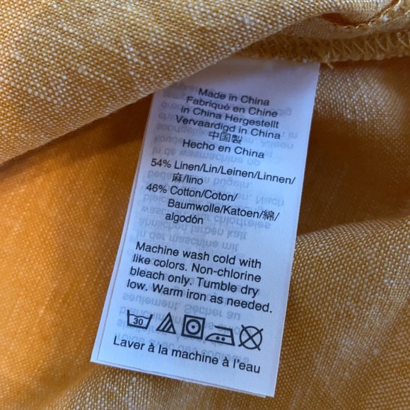 Madewell Woman’s Shirt Sleeve Tie Front Top Size XXS Style H9182 Yellow - Picture 8 of 11